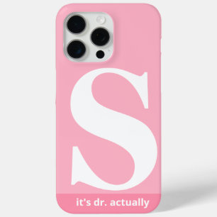 Modern Custom Dr. Name Latter Dark Pink White iPhone 15 Pro Max Case