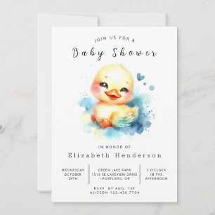 Modern Custom Duck Baby Shower Invitation