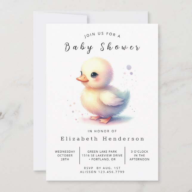 Modern Custom Duck Baby Shower Invitation (Front)