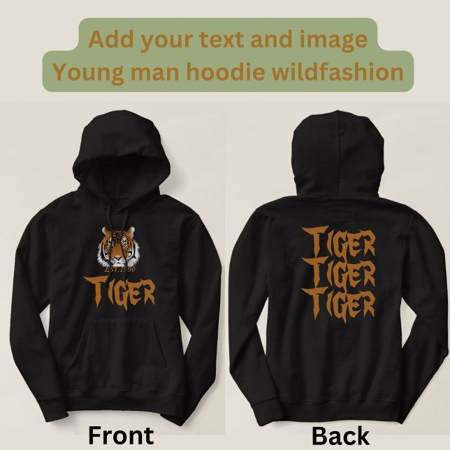 Modern Custom Elegant tiger print for him black Hoodie (Creator Uploaded)