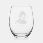 Modern Custom Etched Photo Effect Stemless Wine Glass (Back)