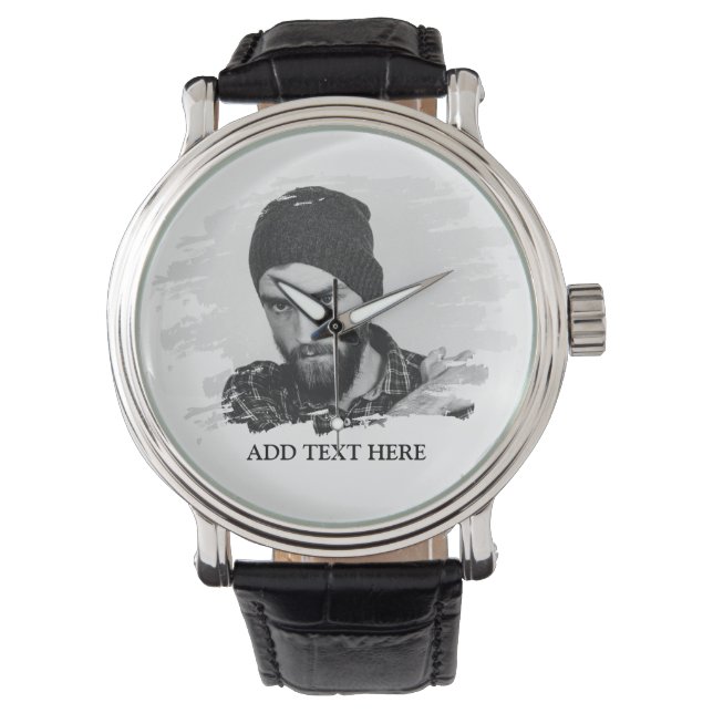 Modern Custom Etched Photo Effect Watch (Front)