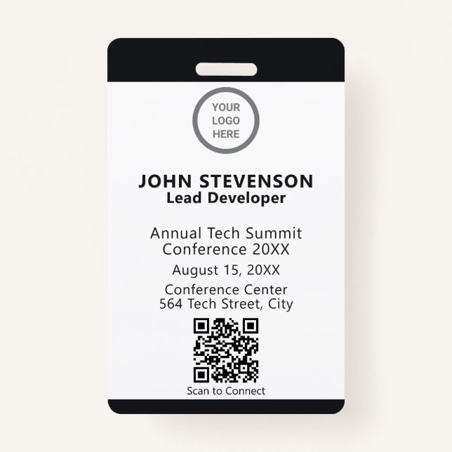 Modern Custom Event Logo Employee Identification Badge (Front)