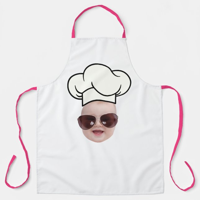 Modern Custom Face Photo Personalized Gift Apron (Front)