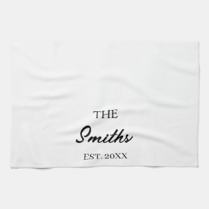 Modern Custom Family Name, Housewarming Gift Kitchen Towel