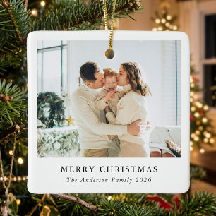 Modern Custom Family Photo Ceramic Ornament