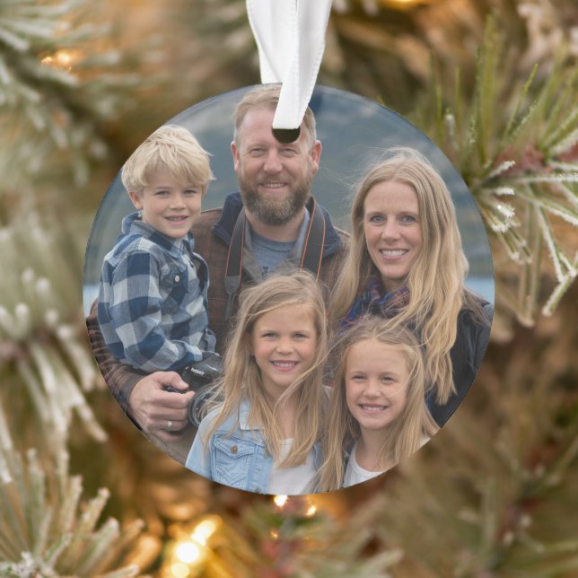 Modern Custom Family Photo Holiday Personalized Ornament (Tree)
