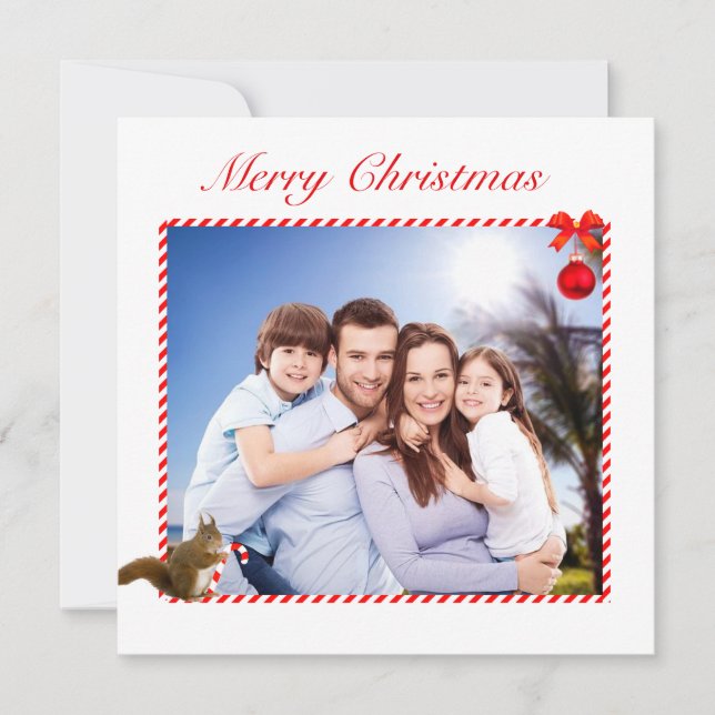 Modern Custom Family Photo & Squirrel Christmas (Front)