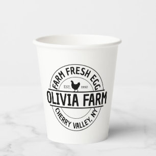 Modern Custom Farm Fresh Owner Name Paper Cups