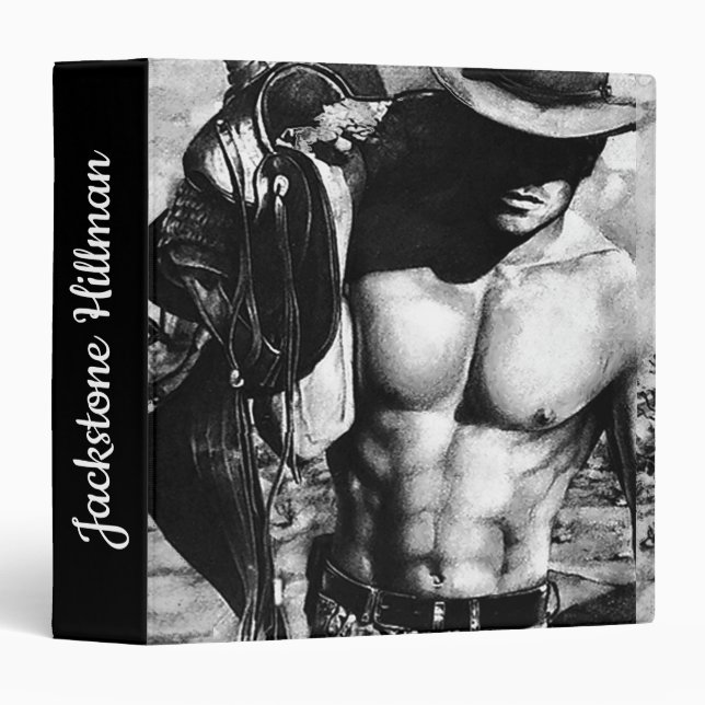 Modern Custom Fitness Masculine Cowboy Drawing Binder (Front/Spine)