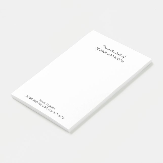 Modern Custom From Desk Name Contact Information  Post-it Notes (Angled)
