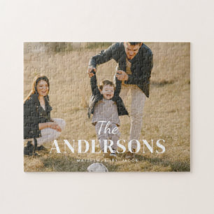 Modern Custom Full Photo & Family Name Jigsaw Puzzle