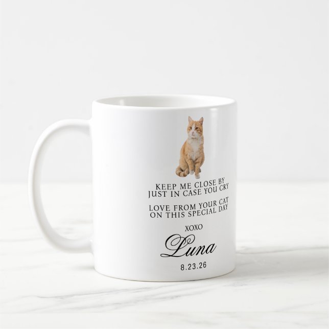 Modern Custom Gift For Bride And Groom Name Cat Coffee Mug (Left)