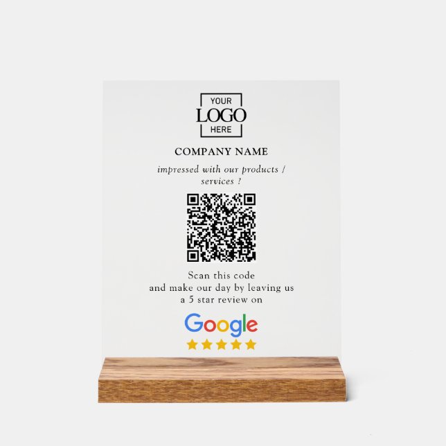 Modern Custom Google Reviews QR Code Business Logo (Recto)