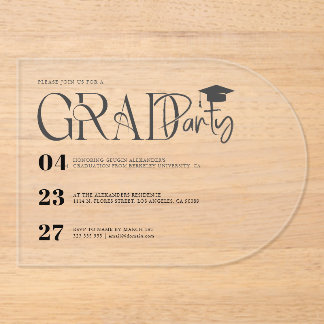 Modern Custom Graduation Party Invite Acrylic Invitations