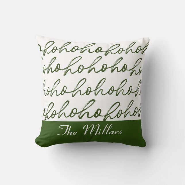 Modern Custom Green Christmas Script Pattern  Throw Pillow (Front)