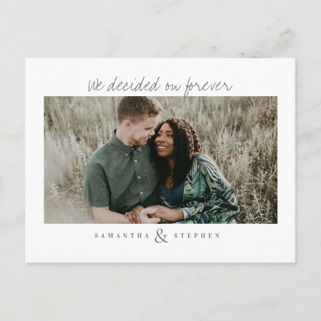 Modern Custom Handwritten Text Photo Wedding Invitation Postcard (Front)