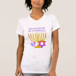 Modern Custom HANUKKAH T-Shirt<br><div class="desc">Modern, customizable HANUKKAH T-shirt, designed with faux gold menorah, colourful Star of David and purple coloured dreidel plus CUSTOMIZABLE GREETING, so you can create your own greeting. Ideal for Hanukkah season. Choose from a wide section of Hanukkah clothing and gifts, designed by Berean Designs. Also comes in black.</div>