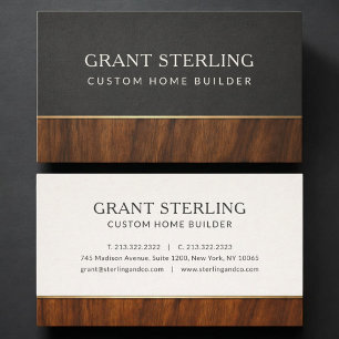 Modern Custom Home Builder Wood Professional Business Card