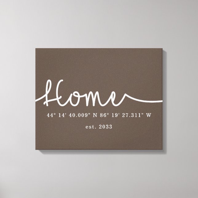 Modern Custom Home GPS Coordinates Canvas Print (Front)