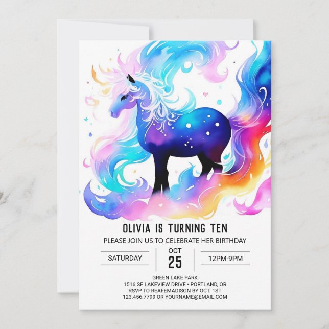 Modern Custom Horse Birthday Invitation (Front)