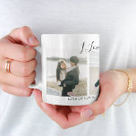 Modern Custom I Love You Mom | 3 Photo Coffee Mug<br><div class="desc">Ths stylish modern 3 photo coffee mug is the perfect gift for your mom, step mom or grandma for mothers day. The mug features the text 'I LOVE YOU MOM, LOTS OF LOVE, HUGS & KISSES XOXOXO', personalized with your name, plus 3 of your favourite family pictures. The text is...</div>