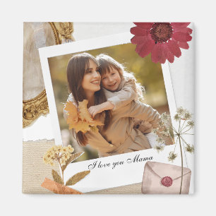 Modern Custom I Love You Mom Photo Magnet