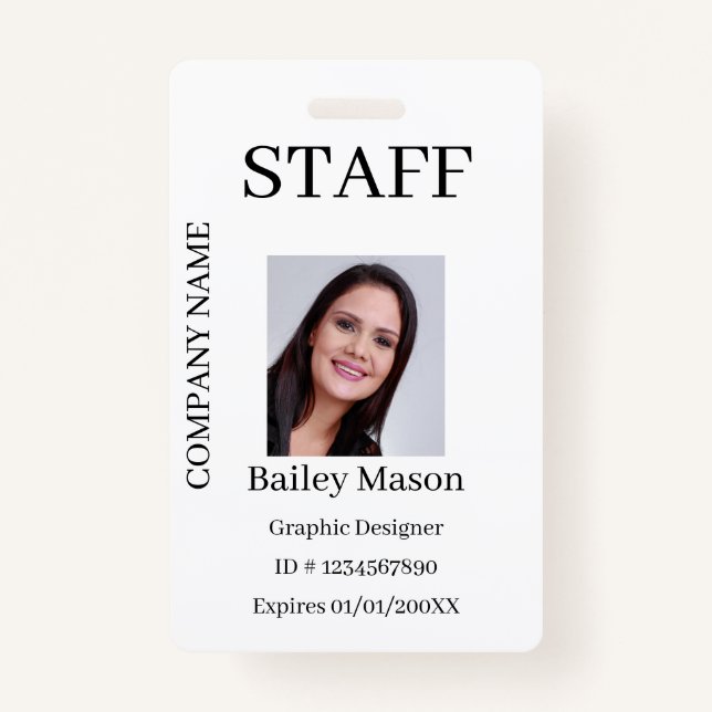 Modern Custom ID Staff Photo Badge (Front)