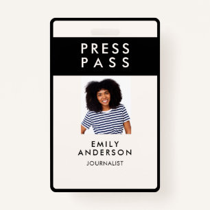Modern Custom Journalist Press Pass Photo ID Logo Badge