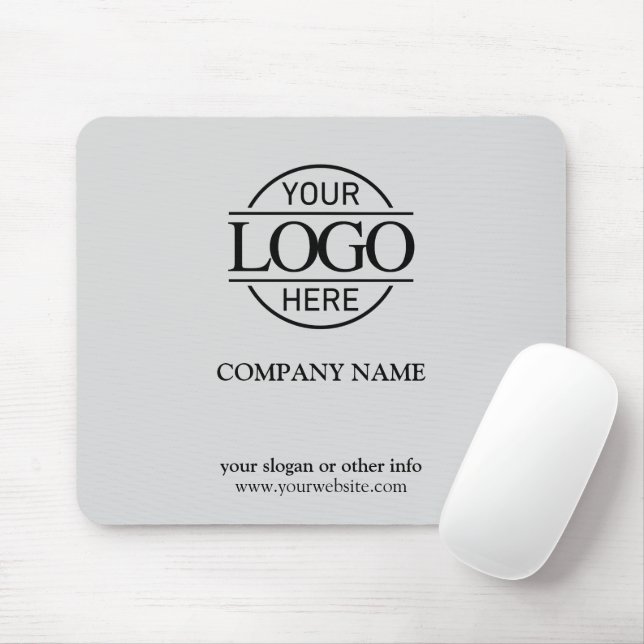 Modern Custom Light Grey Company Business Logo Mouse Pad (With Mouse)