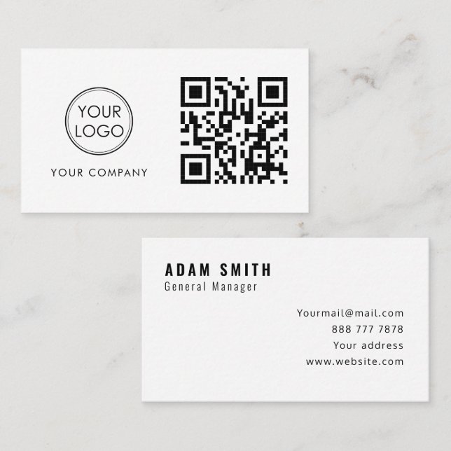 Modern Custom Logo and QR Code Business Card (Front/Back)