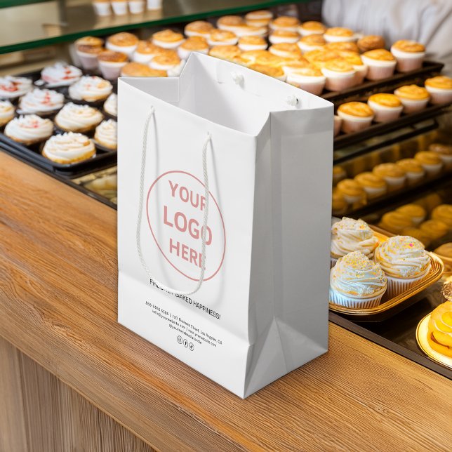 Modern Custom Logo Bakery Medium Gift Bag (Modern Custom Logo Bakery Medium Gift Bag)