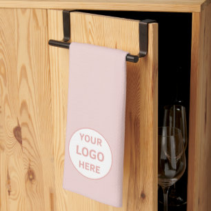 Modern Custom Logo Bakery Pink Kitchen Towel