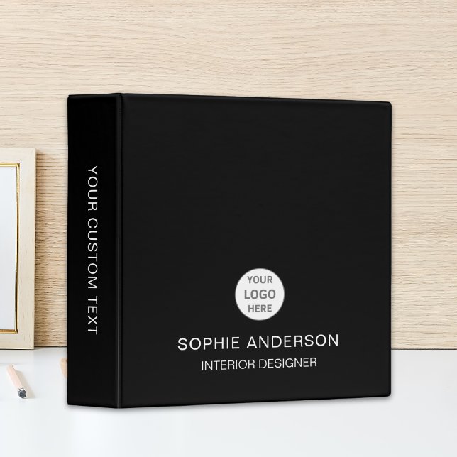 Modern Custom Logo Black Professional Business Binder (Modern Custom Logo Black Professional Business 3 Ring Binder)