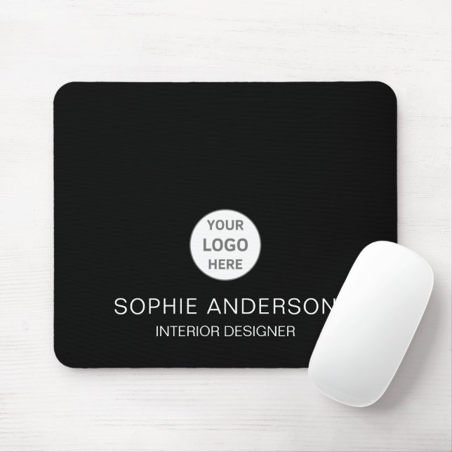 Modern Custom Logo Black Professional Business Mouse Pad (With Mouse)