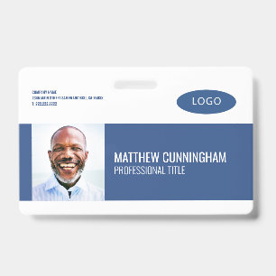 Modern Custom Logo Employee Name Barcode Badge