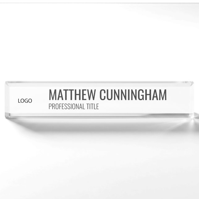 Modern Custom Logo Employee Name Job Title Nameplate (Front)