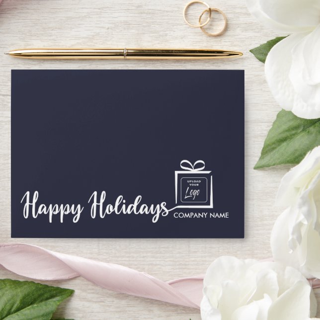 Modern custom logo minimalist Happy Holidays Envelope (Wedding)
