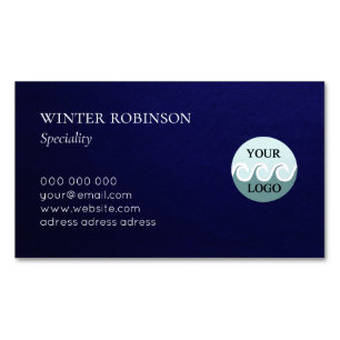 Modern custom logo minimalist midnight blue busin Magnetic business card