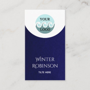 Modern custom logo minimalist midnight blue white business card