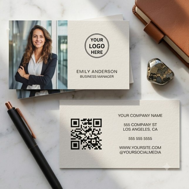 Modern Custom Logo Photo QR Code Business Card (Modern Custom Logo Photo QR Code Business Card)