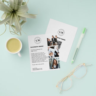 Modern Custom Logo Photo QR White Business Flyer