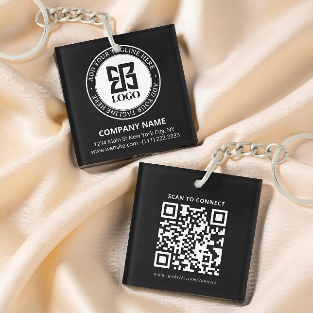 Modern Custom Logo QR Code Business Promotional Keychain (Creator Uploaded)