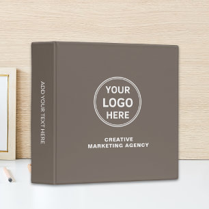 Modern Custom Logo QR Social Media Taupe Business Binder