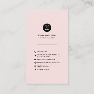 Modern Custom Logo Social Media Icons Pink Business Card