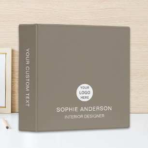 Modern Custom Logo Taupe Professional Business Binder