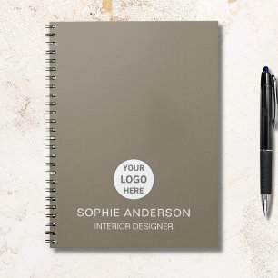 Modern Custom Logo Taupe Professional Business Notebook