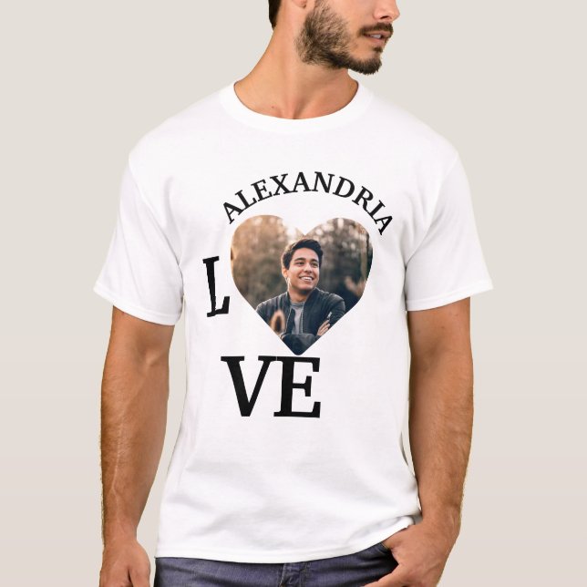 Modern Custom love heart photo template T-Shirt (Front)