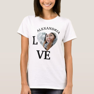 Modern Custom love heart photo template T-Shirt