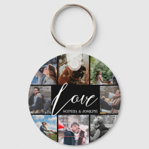 Modern custom Love photo collage Valentine couple Keychain